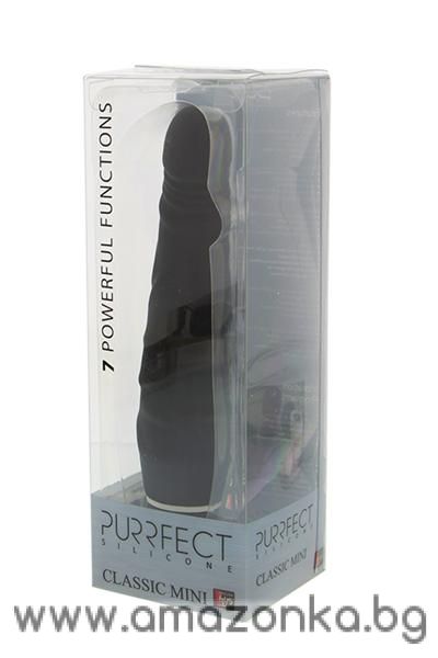 Мини вибратор, силикон, черен - "PURRFECT SILICONE CLASSIC MINI BLACK" 15cm