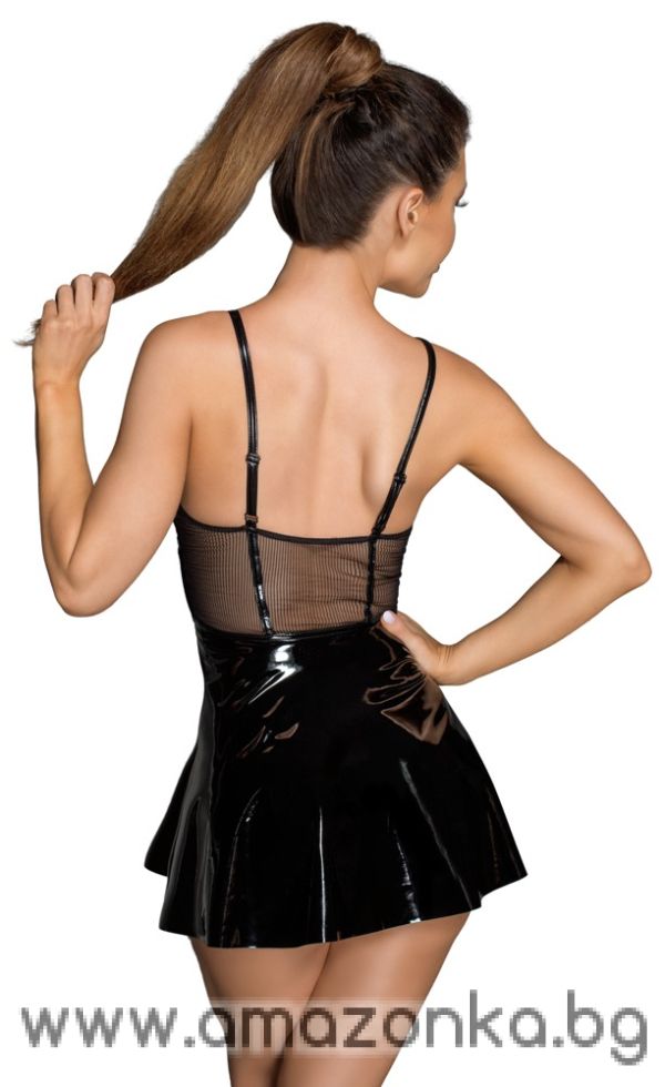 Полупрозрачна рокля с бюстие с райета-Noir size-S