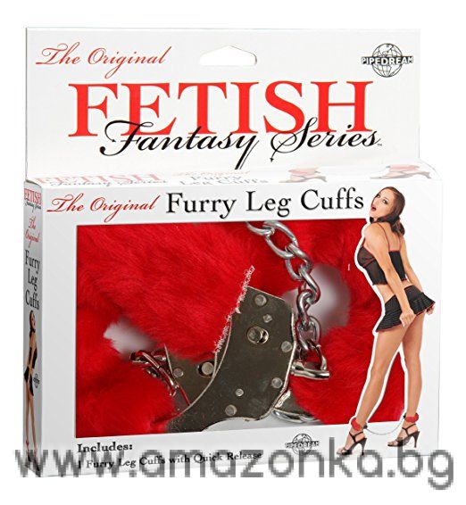 Fetish Fantasy Series Furry Leg Cuffs, Red