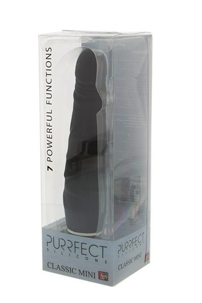 Мини вибратор, силикон, черен - "PURRFECT SILICONE CLASSIC MINI BLACK" 15cm