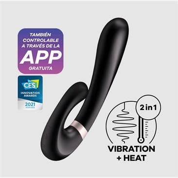 SATISFYER Heat Wave Warming Rabbit Vibrator Black APP Cl.32