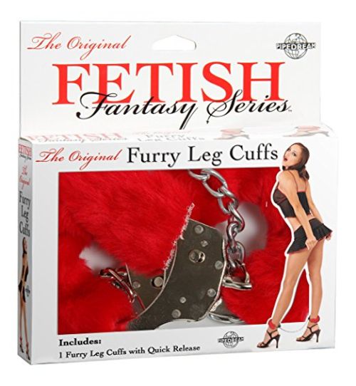Fetish Fantasy Series Furry Leg Cuffs, Red