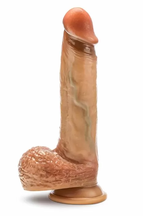 Raphael 9.5 Inch Sliding Foreskin Dildo with Squeezable Balls Tan