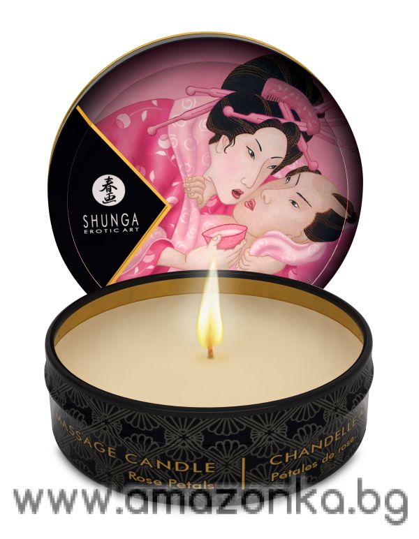 "Shunga" Масажна свещ с аромат на  рози – Massage Candle Rose Petal 30ml