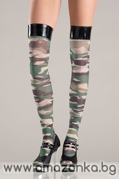 CAMOUFLAGE STOCKINGS WITH VINYL TOPS