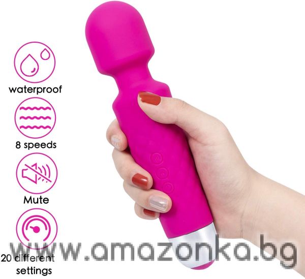 Mini Wand Massager Cordless Handheld Therapeutic Powerful Vibrate Waterproof Massager Wands with 20 Magic Modes 8 Speeds, Travel Massager Shoulder Massage (Rose Red) 