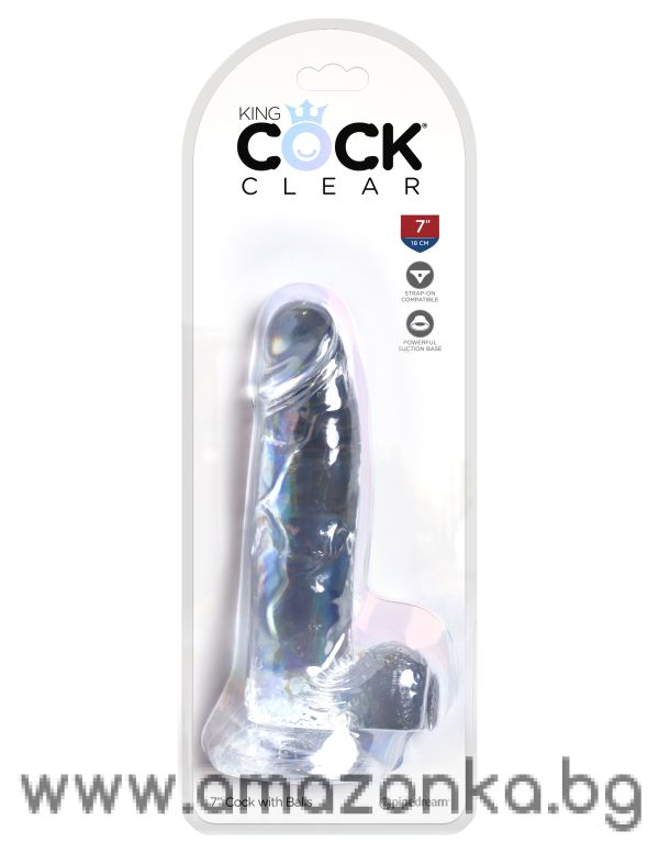 KING COCK CLEAR 7INCH COCK WITH BALLS