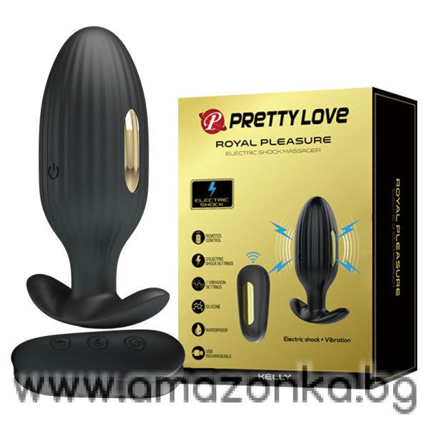 PRETTY LOVE KELLY-remote control, rechargeable, vibrating electric shock butt plug made from super soft silicone.