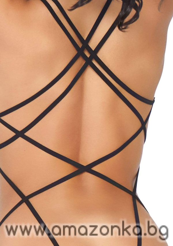 Leg Avenue Fishnet teddy with nearly naked strappy back