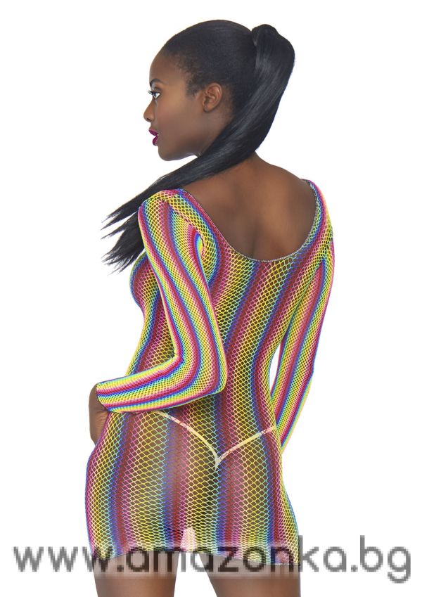 Leg Avenue Rainbow fishnet mini dress 