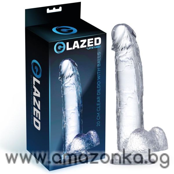 Glazed-Realistic Dildo with Testicles Crystal Material 20 cm