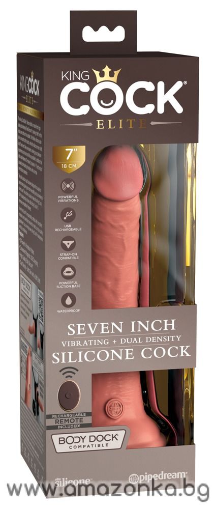 7" Vibrating + Dual Density Silicone Cock with Remote
