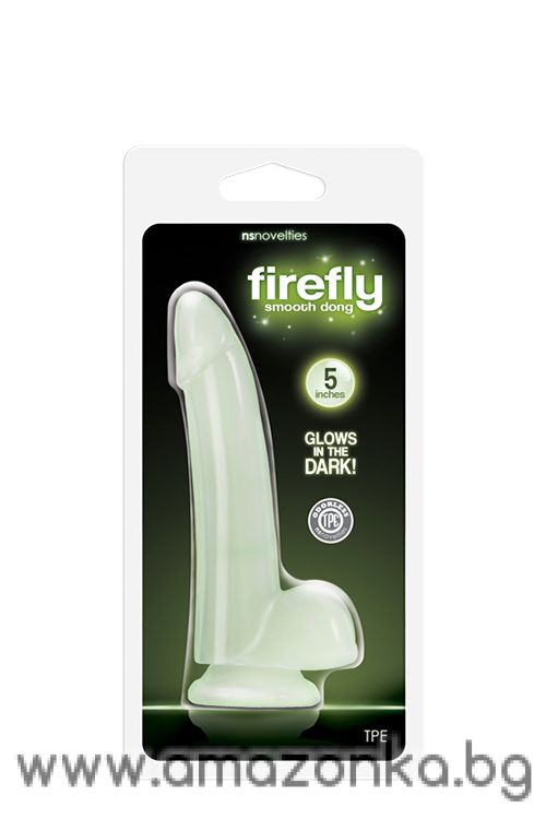 FIREFLY SMOOTH GLOWING DONG 5INCH CLEAR