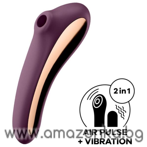 SATISFYER Dual Kiss Clitoris Sucker and Vibe Wine Red
