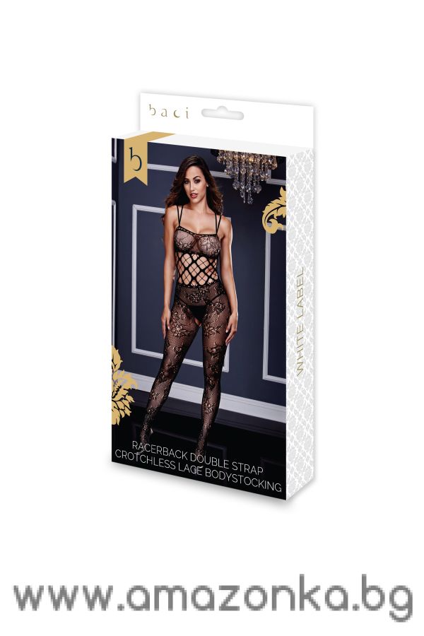 RACERBACK CROTCHLESS LACE BODYSTOCKING
