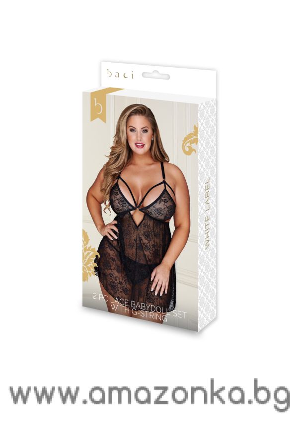 2PC LACE BABYDOLL SET WITH G-STRING XL