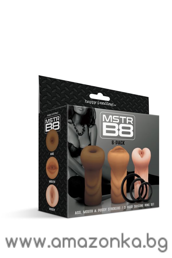 HAPPY ENDING MSTR B8 SIX PACK ASS MOUTH PUSSY STROKER W/SIX RINGS