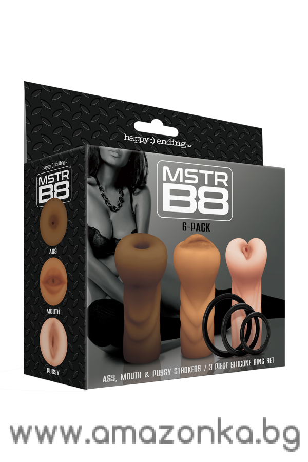HAPPY ENDING MSTR B8 SIX PACK ASS MOUTH PUSSY STROKER W/SIX RINGS