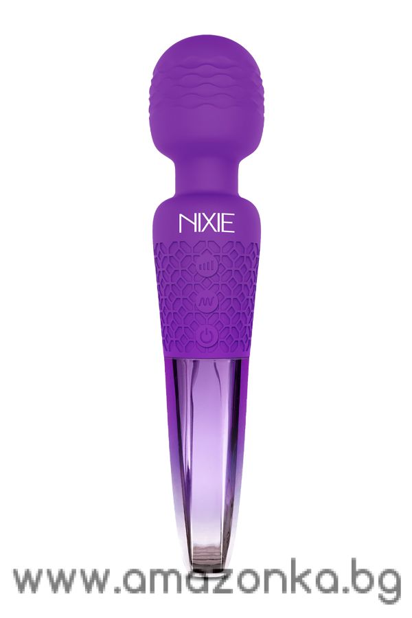 NIXIE  RECHARGEABLE WAND MASSAGER, PURPLE OMBRE METALLIC