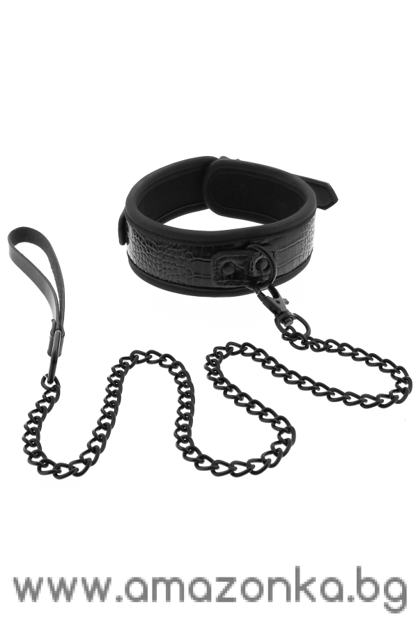 BLAZE COLLAR AND LEASH CROCO BLACK