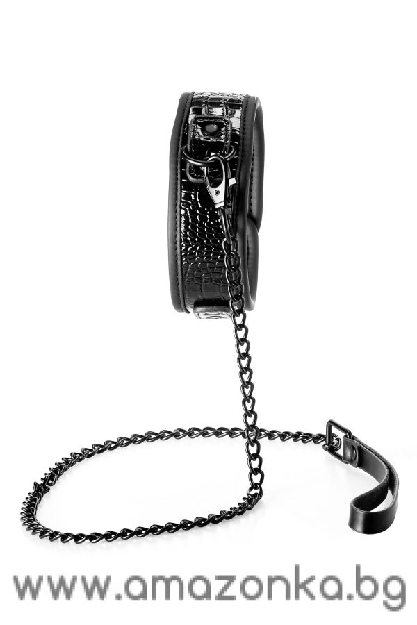 BLAZE COLLAR AND LEASH CROCO BLACK