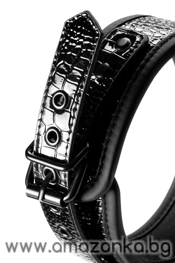 BLAZE COLLAR AND LEASH CROCO BLACK