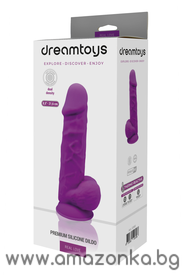 REAL LOVE DILDO WITH BALLS 8.5INCH PURPLE