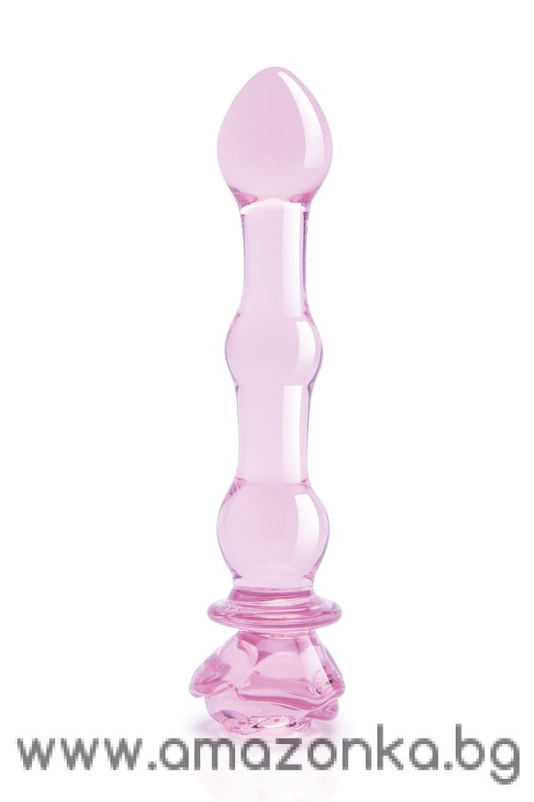 GLAZE GLASS ROSEBUD BEADED DILDO