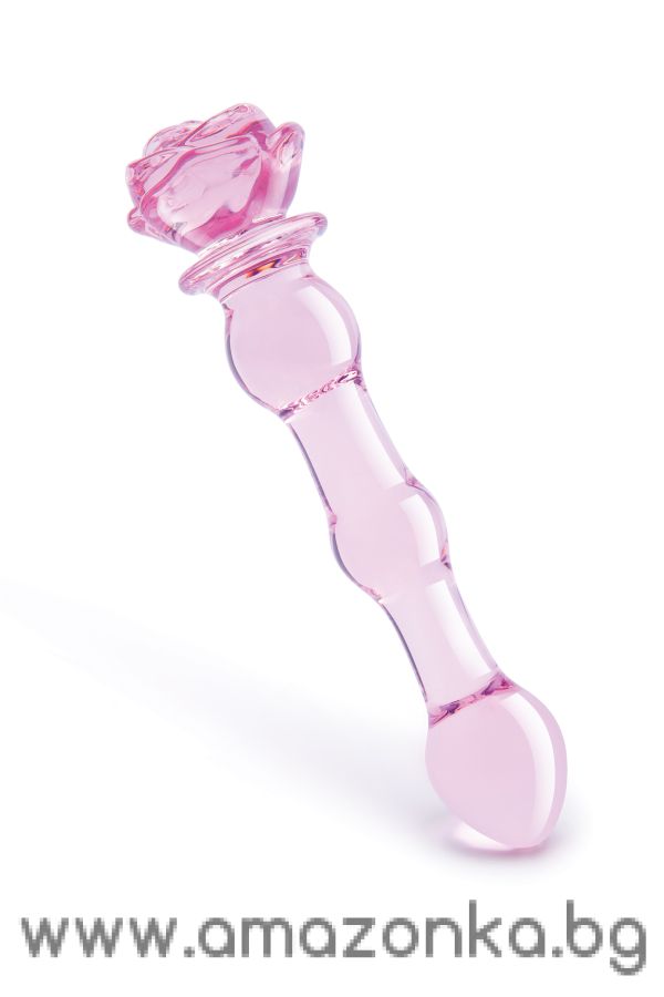 GLAZE GLASS ROSEBUD BEADED DILDO