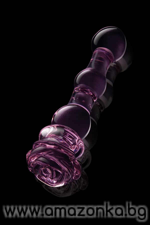 GLAZE GLASS ROSEBUD BEADED DILDO