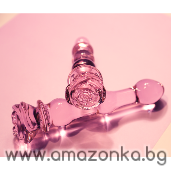 GLAZE GLASS ROSEBUD BEADED DILDO