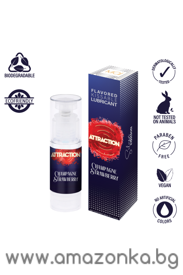 MAI ATTRACTION KISSABLE LUBRICANT CHAMPAGNE STRAWBERRY FLAVOR 50ML