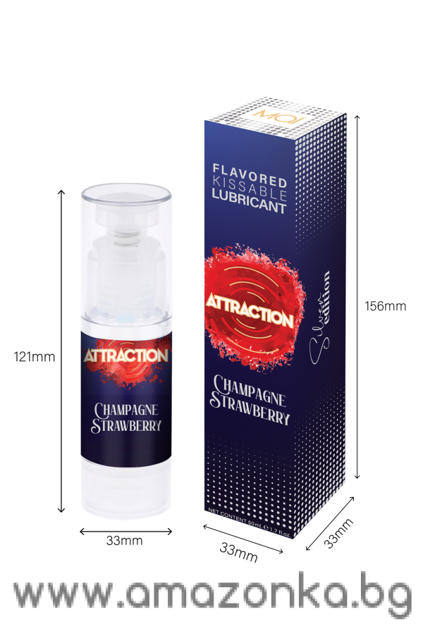 MAI ATTRACTION KISSABLE LUBRICANT CHAMPAGNE STRAWBERRY FLAVOR 50ML