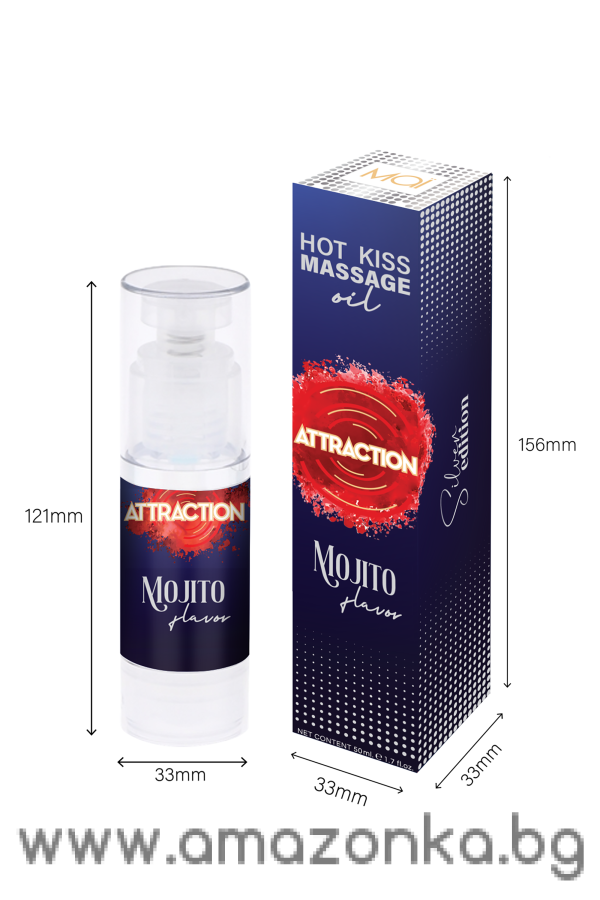 MAI ATTRACTION HOT KISS MASSAGE OIL MOJITO FLAVOR 50ML