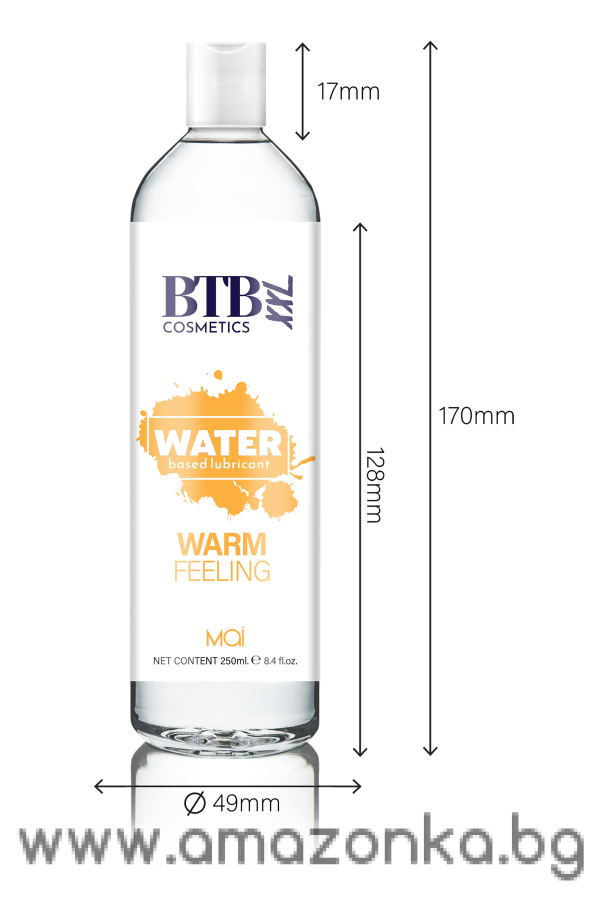 BTB WATER BASED WARM FEELING LUBRICANT 250ML