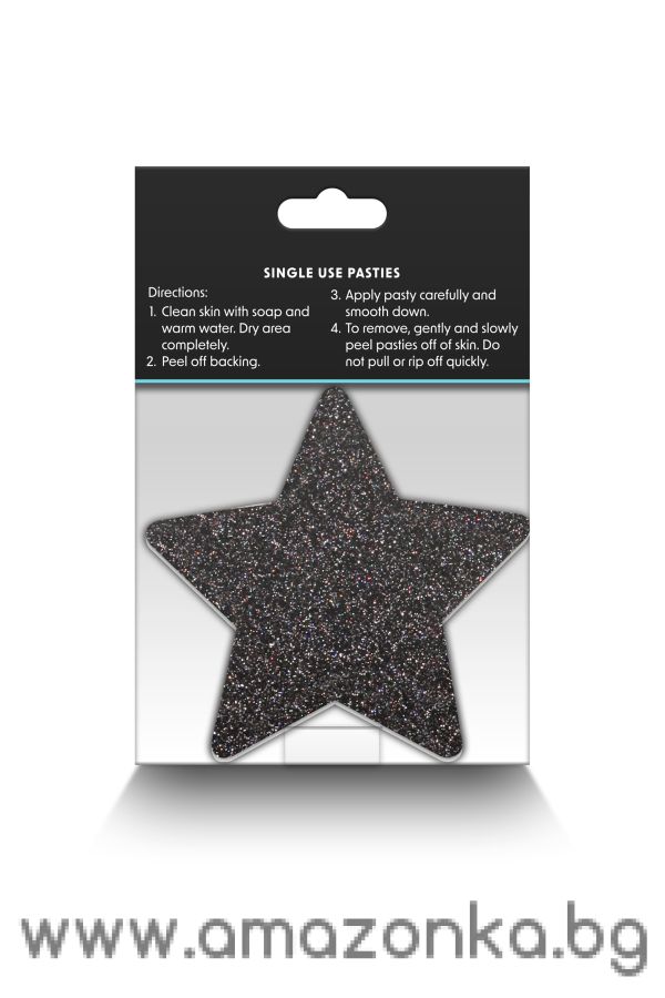 PRETTY PASTIES GLITTER STARS BLACK GOLD 2 PAIR