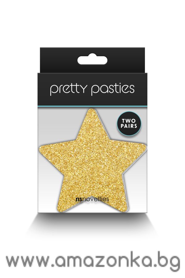 PRETTY PASTIES GLITTER STARS BLACK GOLD 2 PAIR