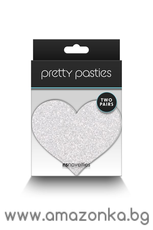 PRETTY PASTIES GLITTER HEARTS RED SILVER 2 PAIR