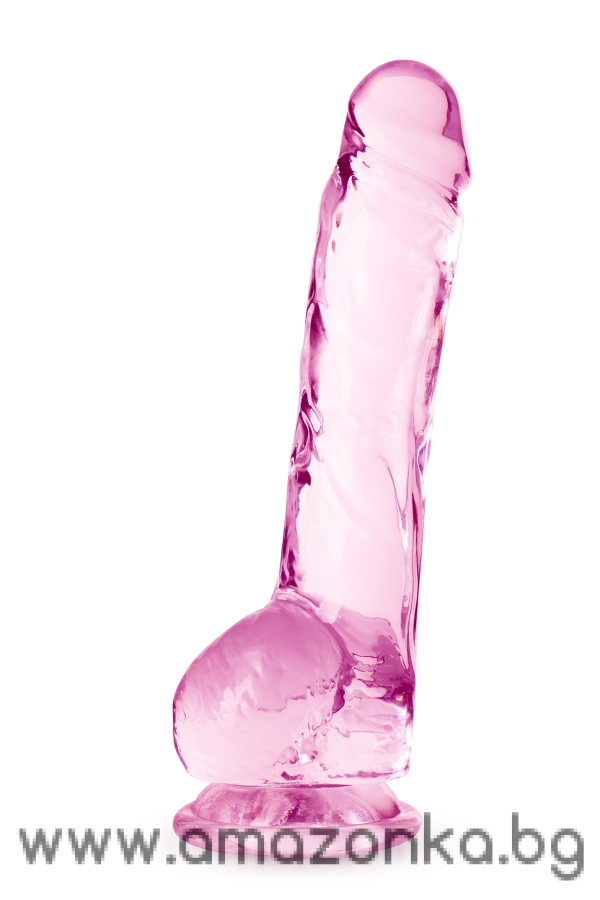 NATURALLY YOURS  8 INCH CRYSTALLINE DILDO  ROSE