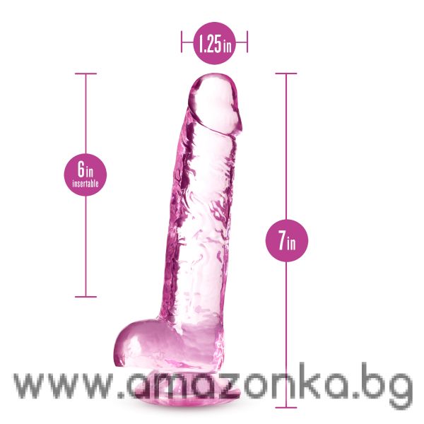 NATURALLY YOURS  7 INCH CRYSTALLINE DILDO  ROSE