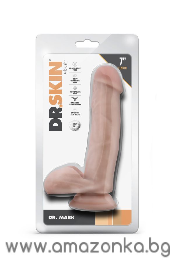 DR. SKIN DR. MARK 7 INCH DILDO WITH BALLS BEIGE