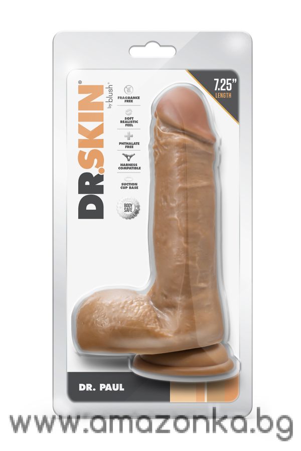 DR. SKIN DR. PAUL 7.25 INCH DILDO WITH BALLS TAN