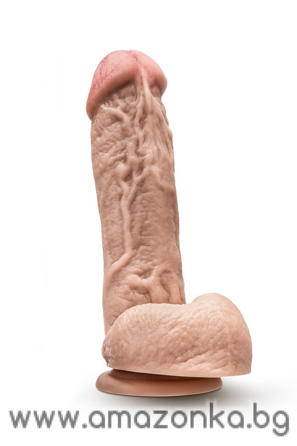 DR. SKIN MR. D 8.5 INCH DILDO WITH BALLS BEIGE