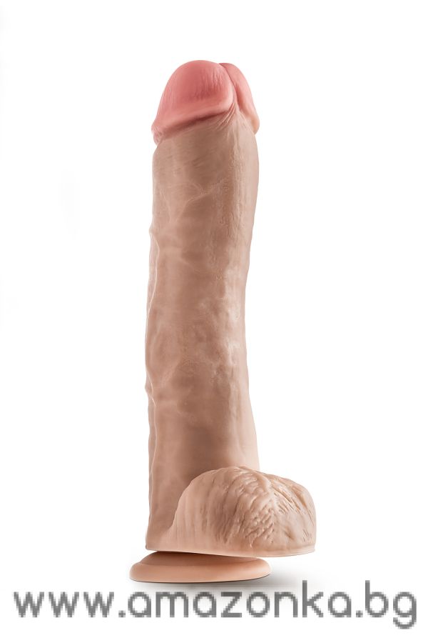 DR. SKIN MR. SAVAGE 11.5 INCH DILDO WITH BALLS BEIGE