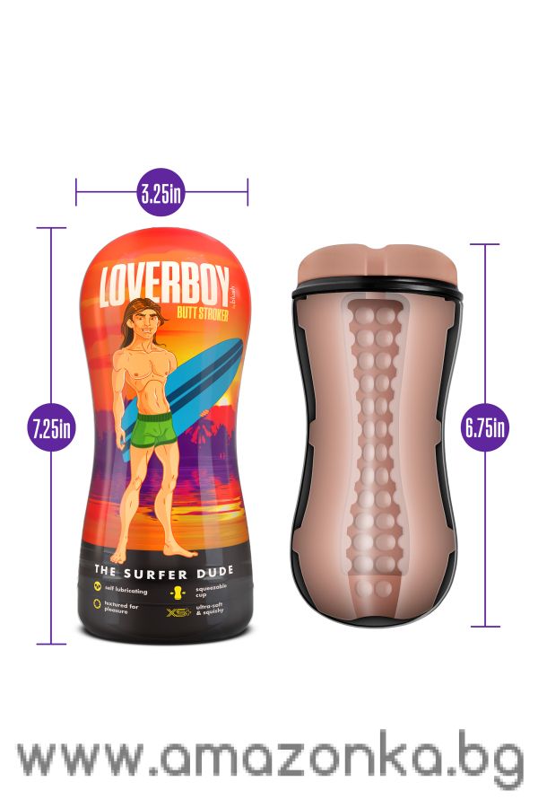 LOVERBOY THE SURFER DUDE SELF LUBRICATING STROKER BEIGE