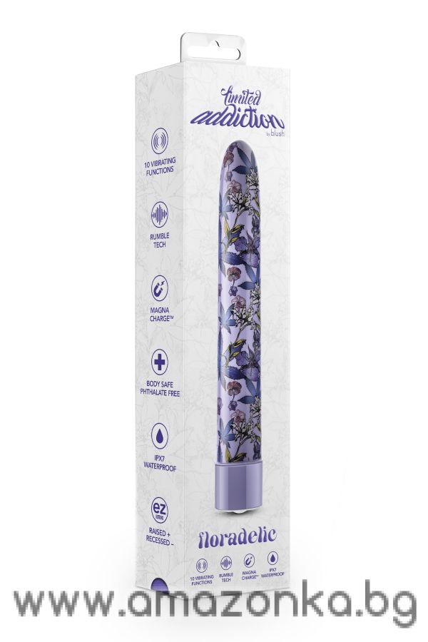 LIMITED ADDICTION FLORADELIC 7 INCH RECHARGEABLE VIBE PURPLE