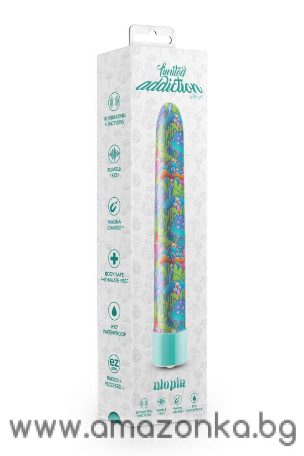 LIMITED ADDICTION UTOPIA 7 INCH RECHARGEABLE VIBE AQUA