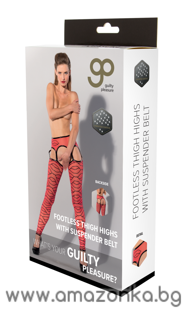 GP PRINTED THIGH HIGHS WITH SUSPENDER, S