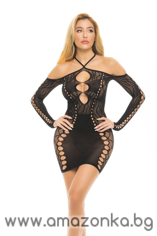 ANIMAL INSIDE HALTER DRESS BLACK, OS