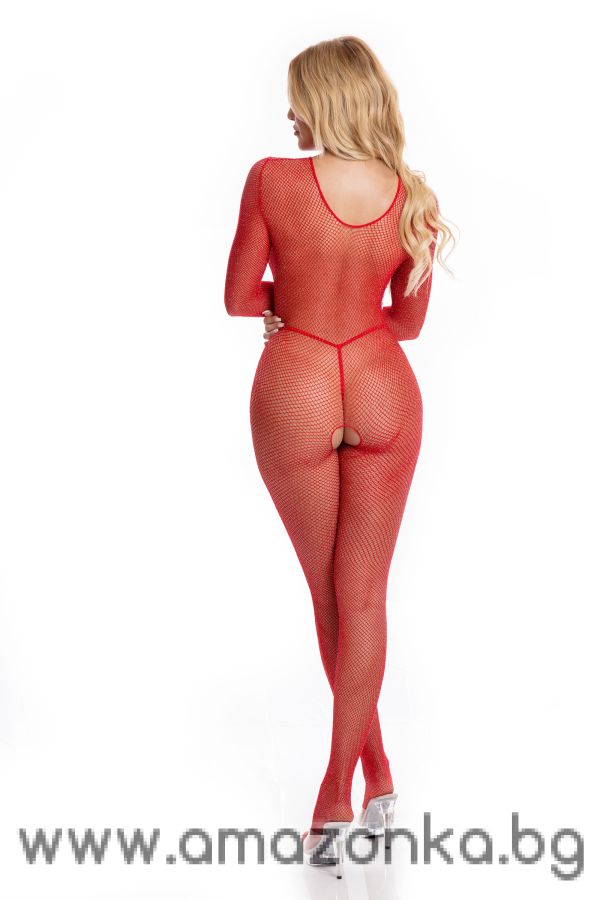 RISQUE CROTCHLESS BODYSTOCKING RED, M/L